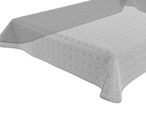 BEAUTEX Tokio Weichschaum Tischdecke mit Paspelband, Garten, Balkon, Terrasse, Camping - Größe und Farbe wählbar - Eckig 130x160 cm, Hellgrau von BEAUTEX