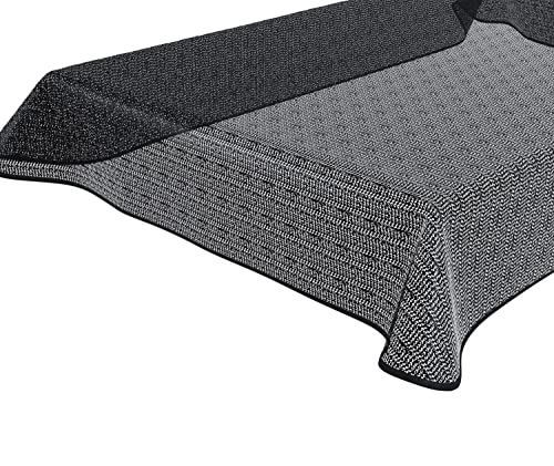 BEAUTEX Tokio Weichschaum Tischdecke mit Paspelband, Garten, Balkon, Terrasse, Camping - Größe und Farbe wählbar - Eckig 130x160 cm, Schwarz von BEAUTEX