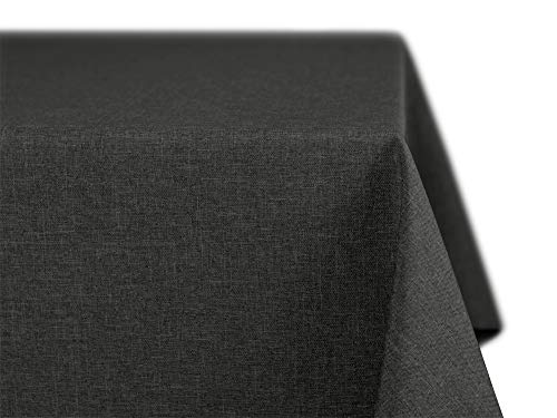 BEAUTEX fleckenabweisende und bügelfreie Tischdecke - Tischtuch mit Lotuseffekt - Tischwäsche in Leinenoptik - Größe und Farbe wählbar, Eckig 160x220 cm, Dunkelgrau von BEAUTEX