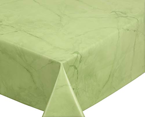 Wachstuchtischdecke abwischbar, OVAL RUND ECKIG, fleckenabweisende Gartentischdecke Marmorstein, zuschneidbare Wachstuch Tischdecke (Eckig 140x240 cm, Apfelgrün) von BEAUTEX