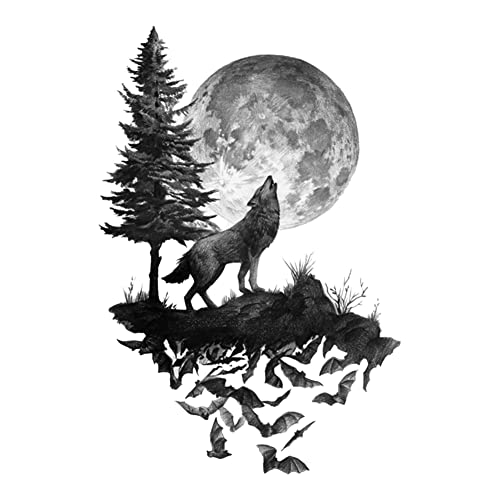 BEAUTYBIGBANG Wandtattoo Wolf Mond Wandsticker Vollmond Wandaufkleber Kinderzimmer Wohnzimmer Schlafzimmer Entfernbarer Wandaufkleber Wanddekoration für Wohnzimmer Schlafzimmer von BEAUTYBIGBANG