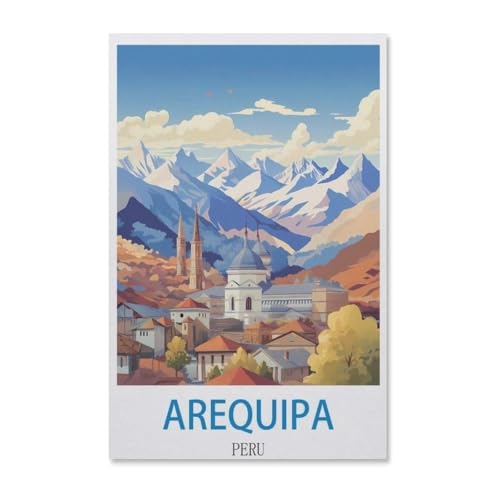 BEAYODKP Arequipa Peru Vintages Reiseplakat，nach Zahlen für Erwachsene, DIY-Malen-nach-Zahlen-Kits für Kinder, Anfänger, Rahmenlose Leinwand（50x60cm）-F38 von BEAYODKP