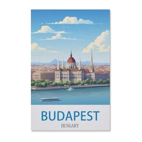 BEAYODKP Budapest Ungarn，nach Zahlen für Erwachsene, DIY-Malen-nach-Zahlen-Kits für Kinder, Anfänger, Rahmenlose Leinwand（20x30cm）-H98 von BEAYODKP