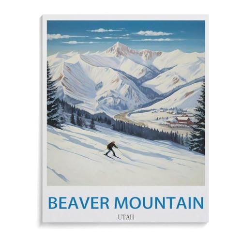 BEAYODKP DIY Malen nach Zahlen,Beaver Mountain Utah,diy malen nach zahlen erwachsene landsch Mit Pinsel und Acrylfarbe Erwachsenenfarbe nach Zahlen Kits Kunst(40x50cm-K94 von BEAYODKP