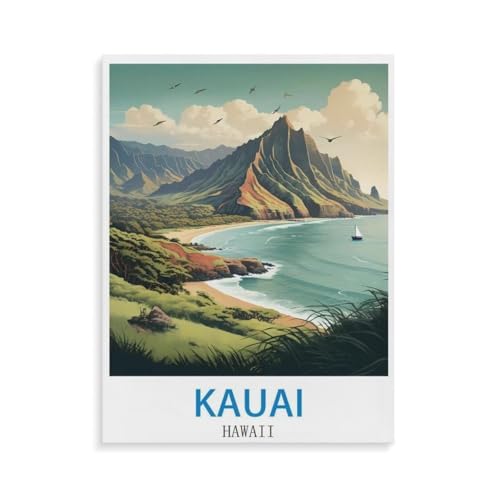 BEAYODKP DIY Malen nach Zahlen,Kauai Hawaii,diy malen nach zahlen erwachsene landsch Mit Pinsel und Acrylfarbe Erwachsenenfarbe nach Zahlen Kits Kunst(50x60cm-O94 von BEAYODKP