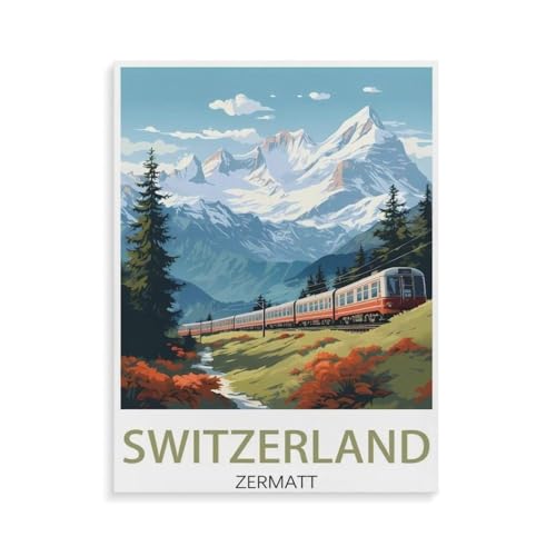 BEAYODKP DIY Malen nach Zahlen,Schweiz Zermatt,diy malen nach zahlen erwachsene landsch Mit Pinsel und Acrylfarbe Erwachsenenfarbe nach Zahlen Kits Kunst(40x50cm-N74 von BEAYODKP