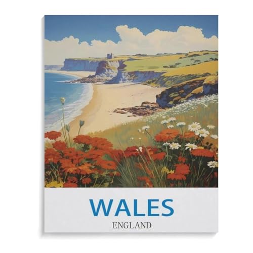 BEAYODKP DIY Malen nach Zahlen,Wales und England,diy malen nach zahlen erwachsene landsch Mit Pinsel und Acrylfarbe Erwachsenenfarbe nach Zahlen Kits Kunst(30x40cm-K74 von BEAYODKP