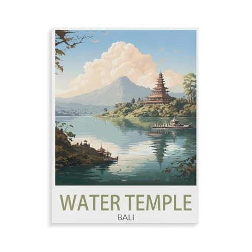 BEAYODKP DIY Malen nach Zahlen,Wassertempel Bali,diy malen nach zahlen erwachsene landsch Mit Pinsel und Acrylfarbe Erwachsenenfarbe nach Zahlen Kits Kunst(40x50cm-O54 von BEAYODKP