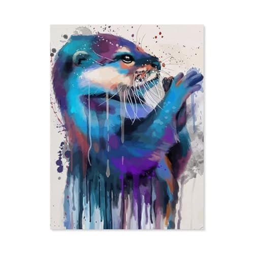 BEAYODKP DIY Malen nach Zahlen，bunter Otter，diy malen nach zahlen erwachsene landsch Mit Pinsel und Acrylfarbe Erwachsenenfarbe nach Zahlen Kits Kunst（50x60cm） 19.6x23.6 pouces-H94 von BEAYODKP