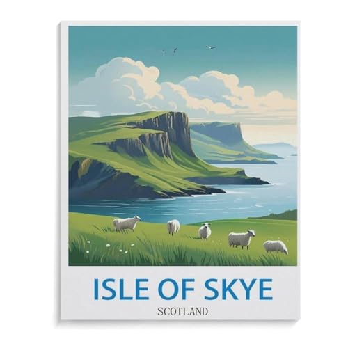 BEAYODKP DIY Malen nach Zahlen，die Isle of Skye in Schottland，diy malen nach zahlen erwachsene landsch Mit Pinsel und Acrylfarbe Erwachsenenfarbe nach Zahlen Kits Kunst（20x30cm）-J54 von BEAYODKP