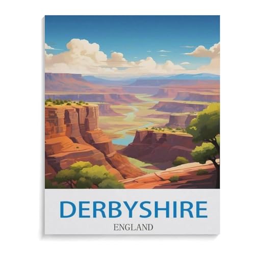 BEAYODKP Derbyshire England，DIY Malen Nach Zahlen-Vorgedruckt Leinwand-Ölgemälde Geschenk für Erwachsene Kinder Kits Home Haus Dekor（50x60cm）-I79 von BEAYODKP