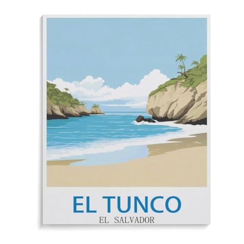 BEAYODKP El Tunco–Salvador,nach Zahlen für Erwachsene, DIY-Malen-nach-Zahlen-Kits für Kinder, Anfänger, Rahmenlose Leinwand(20x30cm-M58 von BEAYODKP