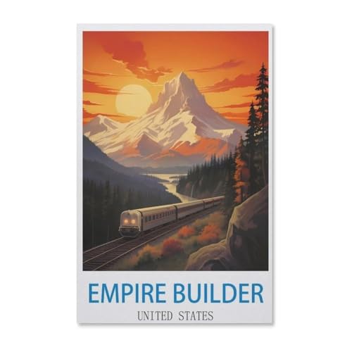 BEAYODKP Empire Builder Vintage Poster，Malen Nach Zahlen-Ölgemälde Geschenk Für Erwachsene Kinder Malen Nach Zahlen Kits Home Haus Dekor（50x60cm）-F17 von BEAYODKP