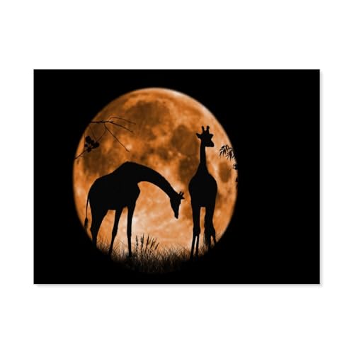 BEAYODKP Giraffe Familie Mond Erde Tiere，Malen Nach Zahlen-Ölgemälde Geschenk Für Erwachsene Kinder Malen Nach Zahlen Kits Home Haus Dekor（40x50cm） 15.7x19.6 pouces-D97 von BEAYODKP