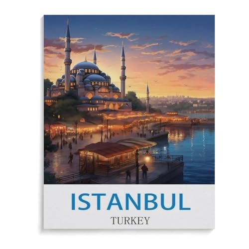 BEAYODKP Istanbul Türkiye，Malen nach Zahlen Set für Erwachsene Kinder Anfänger selber auf Leinwand malen nach Zahlen zur Heimdekoration（50x60cm）-J100 von BEAYODKP