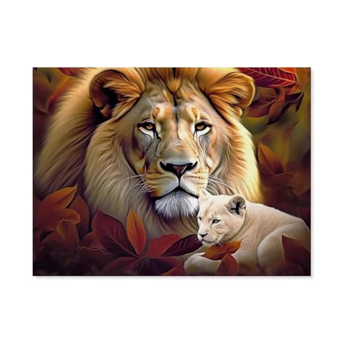 BEAYODKP Löwe Und Elefant, Tier Tiger，Malen Nach Zahlen-Ölgemälde Geschenk Für Erwachsene Kinder Malen Nach Zahlen Kits Home Haus Dekor（50x60cm） 19.6x23.6 pouces-C57 von BEAYODKP