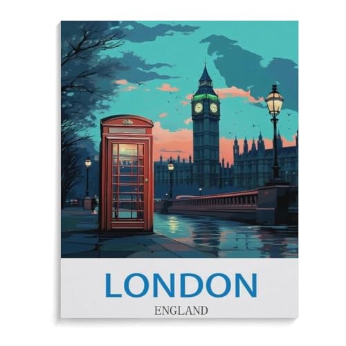 BEAYODKP London England,DIY Malen Nach Zahlen-Vorgedruckt Leinwand-Ölgemälde Geschenk für Erwachsene Kinder Kits Home Haus Dekor(30x40cm-L16 von BEAYODKP