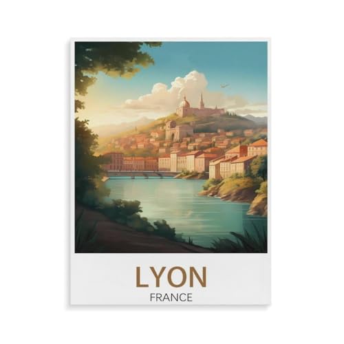 BEAYODKP Lyon Frankreich See, Sonnenuntergang,DIY Malen Nach Zahlen-Vorgedruckt Leinwand-Ölgemälde Geschenk für Erwachsene Kinder Kits Home Haus Dekor(40x50cm-N76 von BEAYODKP