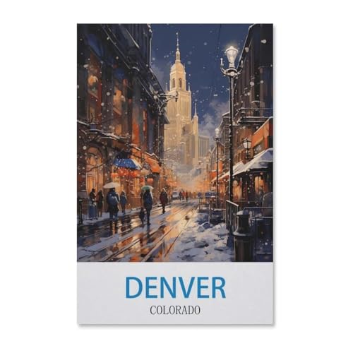 BEAYODKP Malen Nach Zahlen，Denver Colorado Vintages Schnee-Reiseplakat，Malen Nach Zahlen Erwachsene Anfänger Kinder DIY Ölgemälde auf Leinwand Geschenk Malen Nach Zahlen Kits（50x60cm）-G92 von BEAYODKP