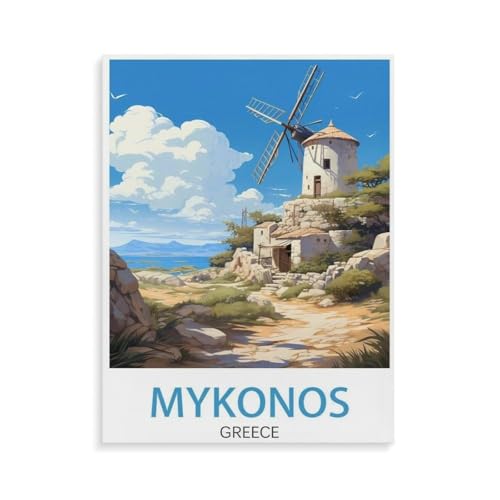 BEAYODKP Malen Nach Zahlen,Mykonos Griechenland Küste,Malen Nach Zahlen Erwachsene Anfänger Kinder DIY Ölgemälde auf Leinwand Geschenk Malen Nach Zahlen Kits(40x50cm-O52 von BEAYODKP