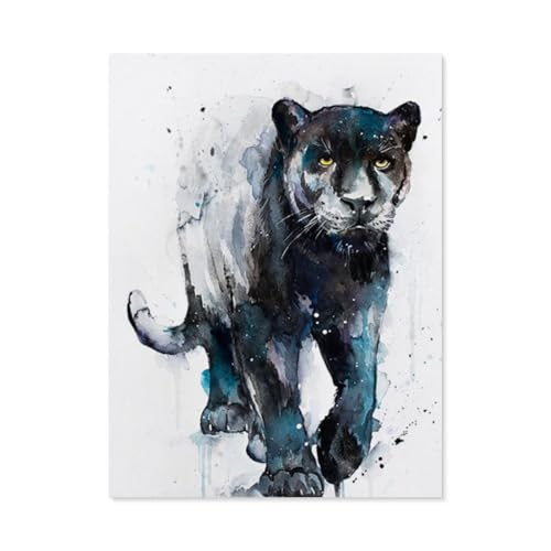 BEAYODKP Malen Nach Zahlen，Schwarzer Leopard Tiere，Malen Nach Zahlen Erwachsene Anfänger Kinder DIY Ölgemälde auf Leinwand Geschenk Malen Nach Zahlen Kits（50x60cm） 19.6x23.6 pouces-D92 von BEAYODKP