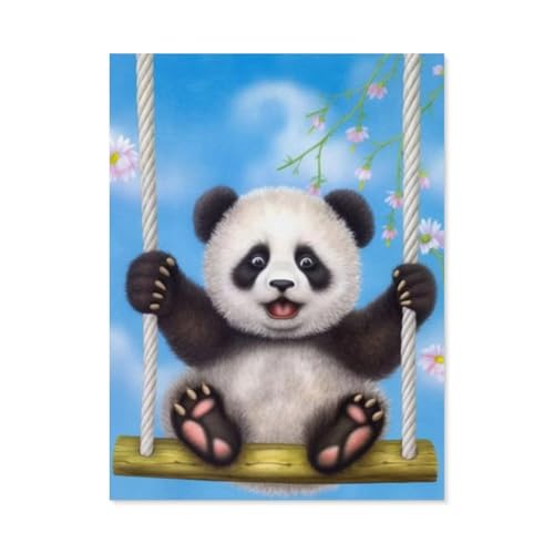 BEAYODKP Malen Nach Zahlen，Schwingender Panda, Tiere，Malen Nach Zahlen Erwachsene Anfänger Kinder DIY Ölgemälde auf Leinwand Geschenk Malen Nach Zahlen Kits（30x40cm） 11.8x15.7 pouces-C72 von BEAYODKP