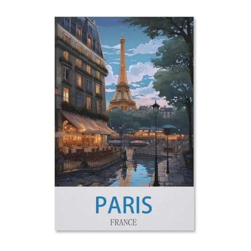 BEAYODKP Malen Nach Zahlen，Vintages Reiseplakat Paris Frankreich，Malen Nach Zahlen Erwachsene Anfänger Kinder DIY Ölgemälde auf Leinwand Geschenk Malen Nach Zahlen Kits（50x60cm）-G12 von BEAYODKP