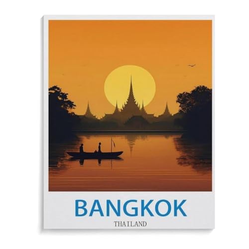 BEAYODKP Malen Nach Zahlen Erwachsene，Bangkok Thailand，DIY Handgemalt Ölgemälde Kit für Anfänger und Erwachsene,kreatives Geschenk, Home Deko（40x50cm）-J61 von BEAYODKP