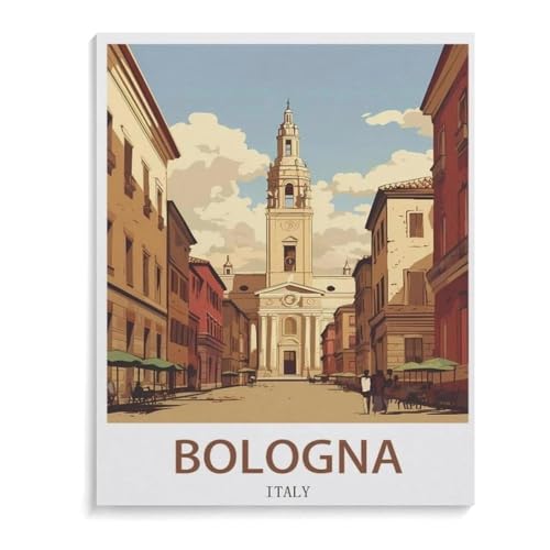 BEAYODKP Malen Nach Zahlen Erwachsene，Bologna, Italien，Malen Nach Zahlen Mit Pinseln und Acrylfarbe,DIY Set Basteln Erwachsene mit Pinseln und Acrylfarben für Home Decor（20x30cm）-J67 von BEAYODKP