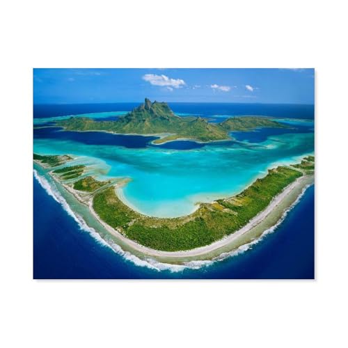 BEAYODKP Malen Nach Zahlen Erwachsene，Bora Bora, Inseln unter dem Winde，Malen Nach Zahlen Mit Pinseln und Acrylfarbe,DIY Set Basteln Erwachsene mit Pinseln und Acrylfarben für Home Decor（50x60cm）-H67 von BEAYODKP