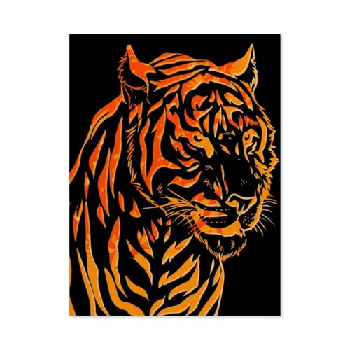 BEAYODKP Malen Nach Zahlen Erwachsene，Cooltiger-Tier，Malen Nach Zahlen Mit Pinseln und Acrylfarbe,DIY Set Basteln Erwachsene mit Pinseln und Acrylfarben für Home Decor（50x60cm） 19.6x23.6 pouces-H87 von BEAYODKP