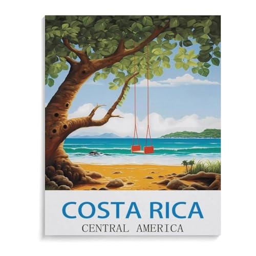 BEAYODKP Malen Nach Zahlen Erwachsene,Costa Rica Mittelamerika,Malen Nach Zahlen Mit Pinseln und Acrylfarbe,DIY Set Basteln Erwachsene mit Pinseln und Acrylfarben für Home Decor(20x30cm-K87 von BEAYODKP