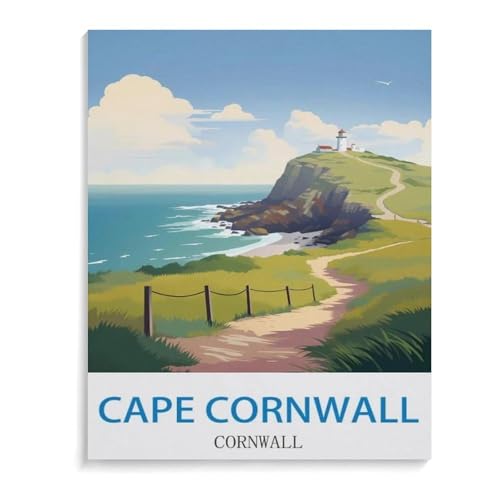 BEAYODKP Malen Nach Zahlen Erwachsene,Kap Cornwall Cornwall,DIY Handgemalt Ölgemälde Kit für Anfänger und Erwachsene,kreatives Geschenk, Home Deko(50x60cm-M1 von BEAYODKP