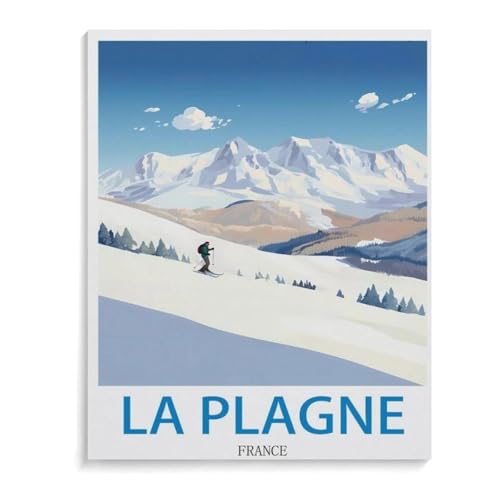 BEAYODKP Malen Nach Zahlen Erwachsene，La Plagne Frankreich，Malen Nach Zahlen Mit Pinseln und Acrylfarbe,DIY Set Basteln Erwachsene mit Pinseln und Acrylfarben für Home Decor（40x50cm）-J47 von BEAYODKP