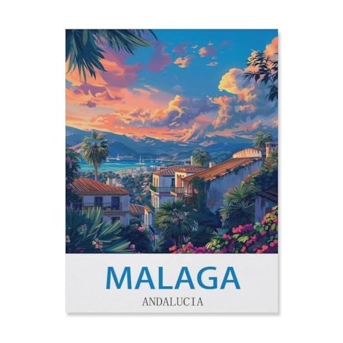 BEAYODKP Malen Nach Zahlen Erwachsene，Malaga, Andalusien，Malen Nach Zahlen Mit Pinseln und Acrylfarbe,DIY Set Basteln Erwachsene mit Pinseln und Acrylfarben für Home Decor（40x50cm）-T7 von BEAYODKP