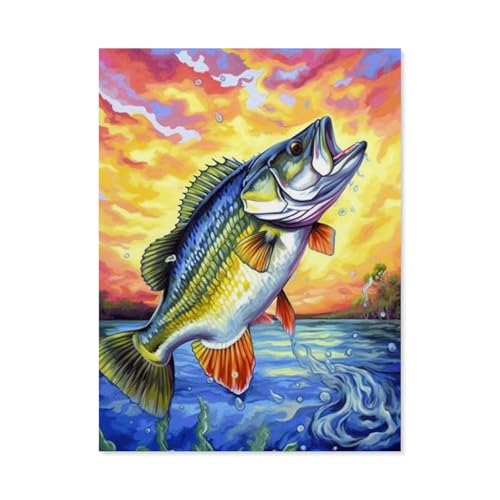 BEAYODKP Malen Nach Zahlen Erwachsene，Ölgemälde Fisch, Tiere，DIY Handgemalt Ölgemälde Kit für Anfänger und Erwachsene,kreatives Geschenk, Home Deko（50x60cm） 19.6x23.6 pouces-C61 von BEAYODKP