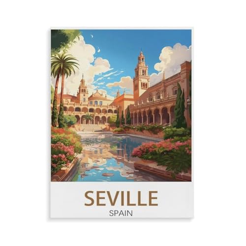 BEAYODKP Malen Nach Zahlen Erwachsene,Sevilla Spanien, Landschaft,Malen Nach Zahlen Mit Pinseln und Acrylfarbe,DIY Set Basteln Erwachsene mit Pinseln und Acrylfarben für Home Decor(50x60cm-N27 von BEAYODKP