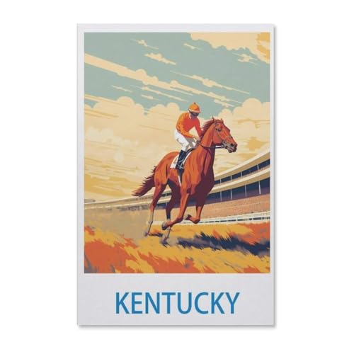 BEAYODKP Malen Nach Zahlen Erwachsene，Vintages Reiseplakat Kentuckys，DIY Handgemalt Ölgemälde Kit für Anfänger und Erwachsene,kreatives Geschenk, Home Deko（50x60cm）-F21 von BEAYODKP