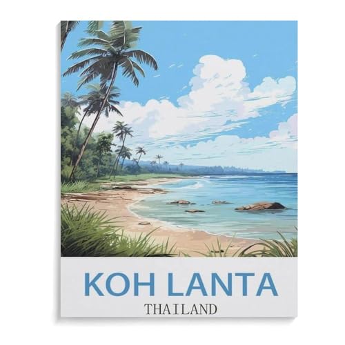 BEAYODKP Malen Nach Zahlen Erwachsene und Kinder，Koh Lanta Thailand，DIY Malen Nach Zahlen, mit Pinseln Malerei Kits Erwachsene Kunsthandwerk für Zuhause（50x60cm）-J43 von BEAYODKP