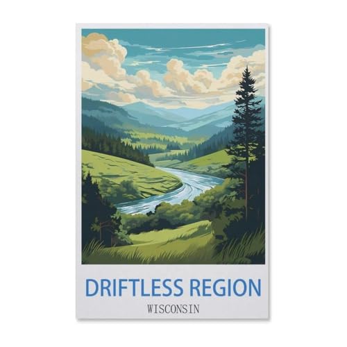 BEAYODKP Malen Nach Zahlen Kits，Driftless Region Wisconsin Vintages Reiseplakat，Malen Nach Zahlen Für Erwachsene Und Kinder DIY Ölgemälde Geschenk-Kits（40x50cm）-G29 von BEAYODKP