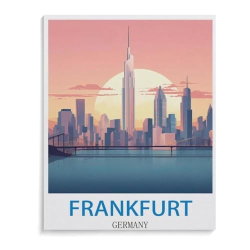 BEAYODKP Malen Nach Zahlen Kits，Frankfurter Vintage-Reiseplakat，Malen Nach Zahlen Für Erwachsene Und Kinder DIY Ölgemälde Geschenk-Kits（20x30cm） 7.8x11.8 Zoll-C89 von BEAYODKP