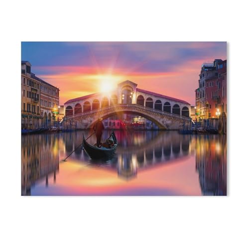 BEAYODKP Malen Nach Zahlen Kits,Gondel an der Rialto-Brücke in Venedig, Italien,Malen Nach Zahlen Für Erwachsene Und Kinder DIY Ölgemälde Geschenk-Kits（50x60cm） 19.6x23.6 Zoll-709 von BEAYODKP