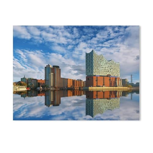 BEAYODKP Malen Nach Zahlen Kits,Spiegelung der Elbphilharmonie in Hamburg,Malen Nach Zahlen Für Erwachsene Und Kinder DIY Ölgemälde Geschenk-Kits（50x60cm） 19.6x23.6 Zoll-809 von BEAYODKP