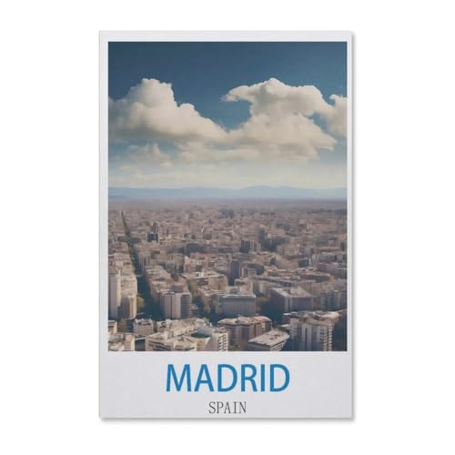 BEAYODKP Malen Nach Zahlen Kits，Vintages Reiseplakat Madrid Spanien，Malen Nach Zahlen Für Erwachsene Und Kinder DIY Ölgemälde Geschenk-Kits（50x60cm）-F29 von BEAYODKP