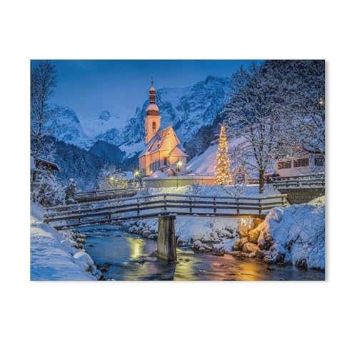 BEAYODKP Malen Nach Zahlen Kits,Wallfahrtskirche Sankt Sebastian in der Weihnachtszeit, Bayern,Malen Nach Zahlen Für Erwachsene Und Kinder DIY Ölgemälde Geschenk-Kits（50x60cm） 19.6x23.6 Zoll-789 von BEAYODKP