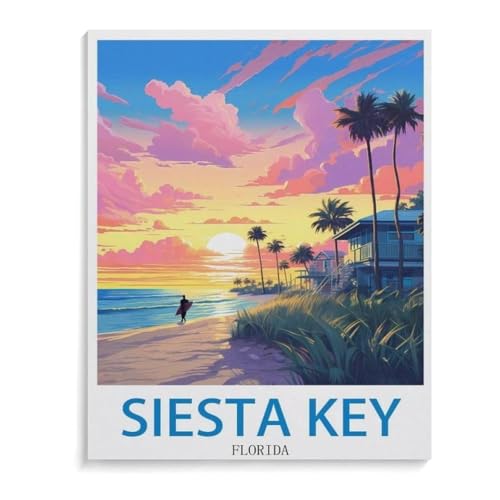 BEAYODKP Malen nach Zahlen， Siesta Key Florida，DIY Set für Kinder Erwachsene Leinwand Acrylgemälde Kunsthandwerk Zuhause bunte（50x60cm）-I33 von BEAYODKP