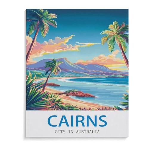 BEAYODKP Malen nach Zahlen,Cairns City in Australien,Kit für Erwachsene Kinder Anfänger DIY Leinwand Malen nach Zahlen für Kein Rahmen(20x30cm-K84 von BEAYODKP