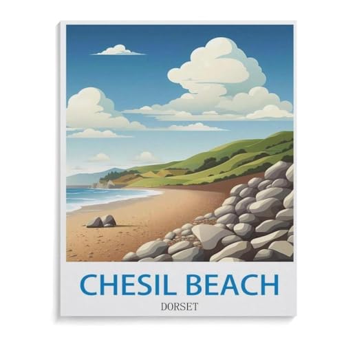 BEAYODKP Malen nach Zahlen,Chesil Beach Dorset,diy malen nach zahlen erwachsene landsch Mit Pinsel und Acrylfarbe Kits Theme Digital Home Wall Artwork(50x60cm-K66 von BEAYODKP