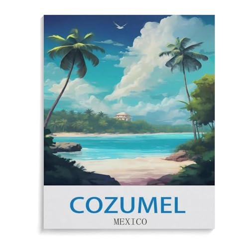 BEAYODKP Malen nach Zahlen，Cozumel Mexiko Poster，DIY Set für Kinder Erwachsene Leinwand Acrylgemälde Kunsthandwerk Zuhause bunte（50x60cm）-J53 von BEAYODKP