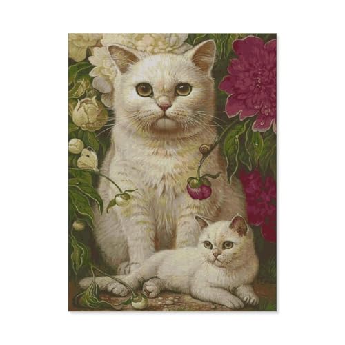 BEAYODKP Malen nach Zahlen，Gartenkatze，diy malen nach zahlen erwachsene landsch Mit Pinsel und Acrylfarbe Kits Theme Digital Home Wall Artwork（50x60cm） 19.6x23.6 pouces-H86 von BEAYODKP